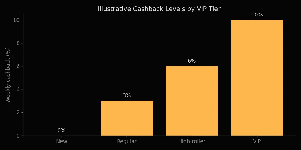 Illustrative VIP cashback levels by tier